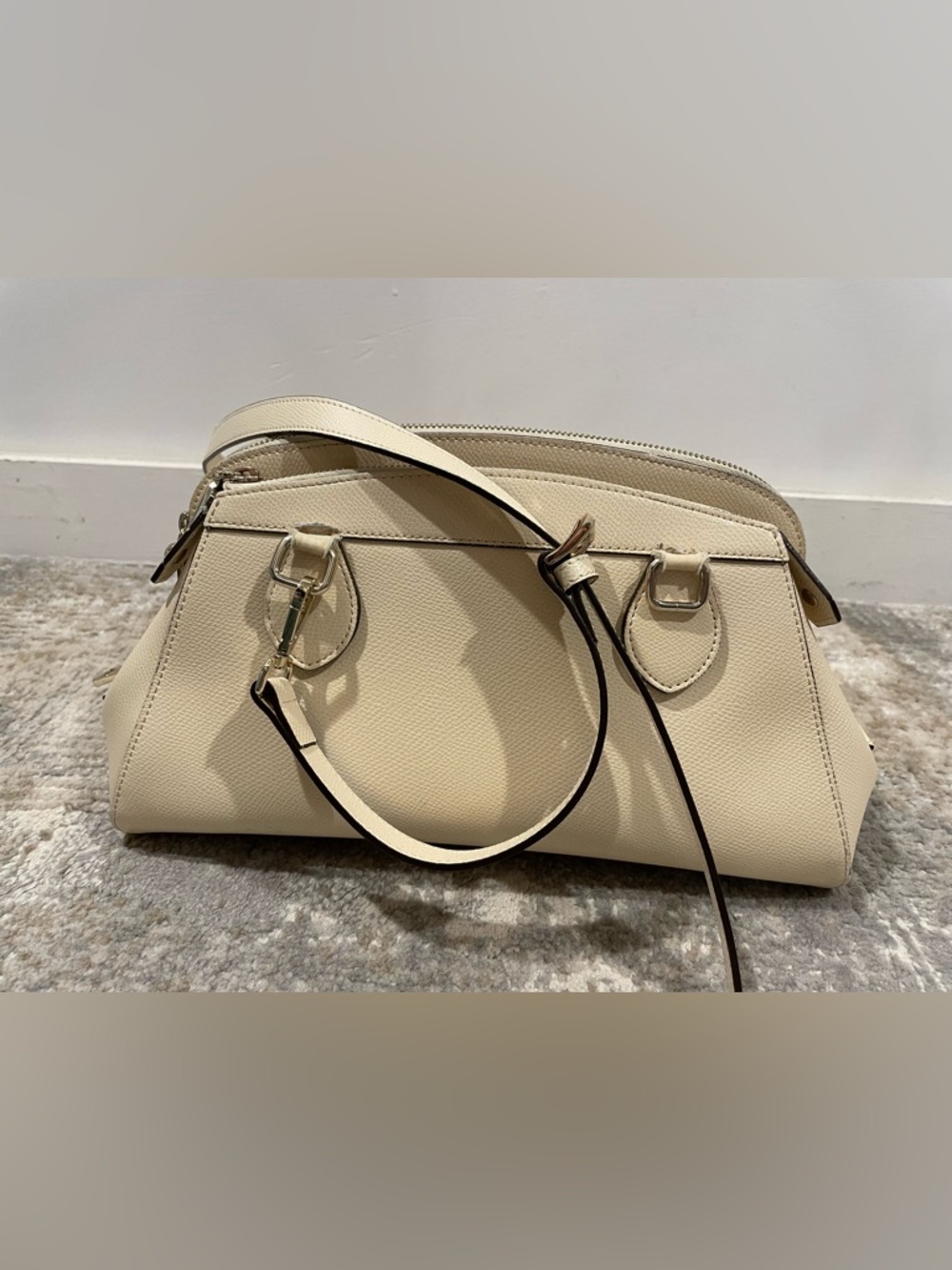 Cromia Beige Cream Italian Leather Shoulder Bag Crossbody Purse Made in Italy - Picture 4 of 15